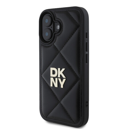 Apple iPhone 16 Kılıf DKNY Orjinal Lisanslı Kapitone Tasarımlı Metal Logolu Deri Kapak - 3