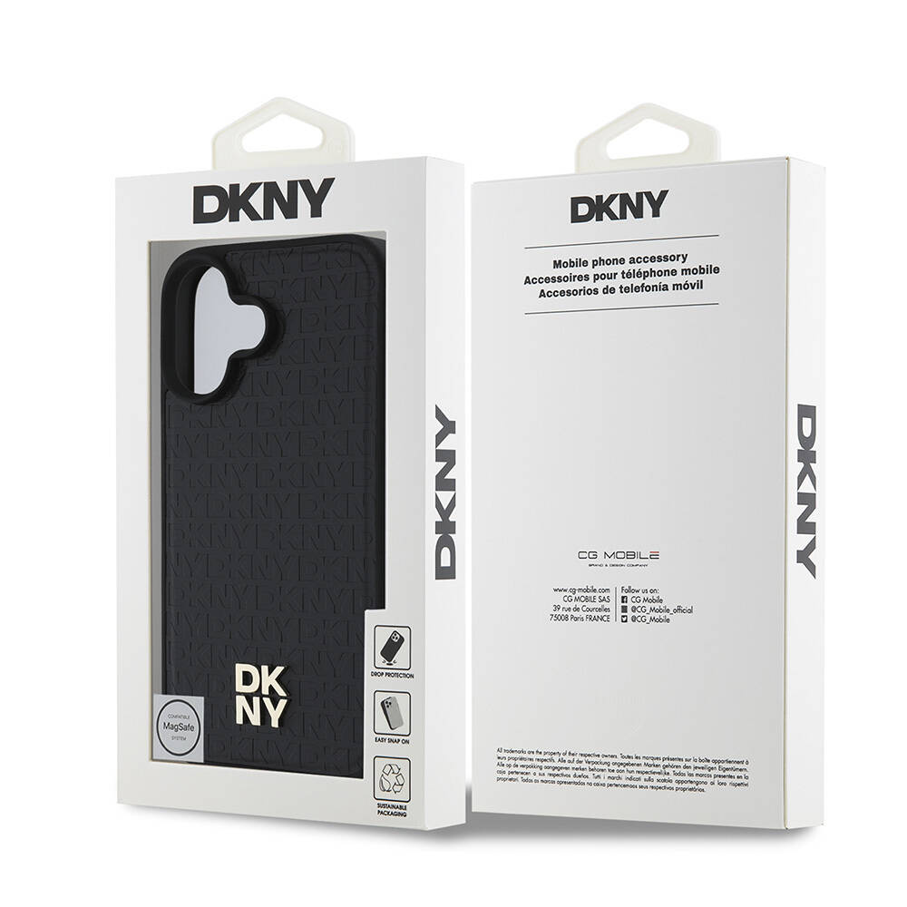 Apple iPhone 16 Kılıf DKNY Orjinal Lisanslı Magsafe Şarj Özellikli 3D Yazılı Repeat Pattern Kapak - 2