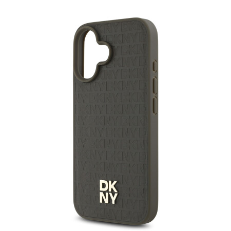 Apple iPhone 16 Kılıf DKNY Orjinal Lisanslı Magsafe Şarj Özellikli 3D Yazılı Repeat Pattern Kapak - 13