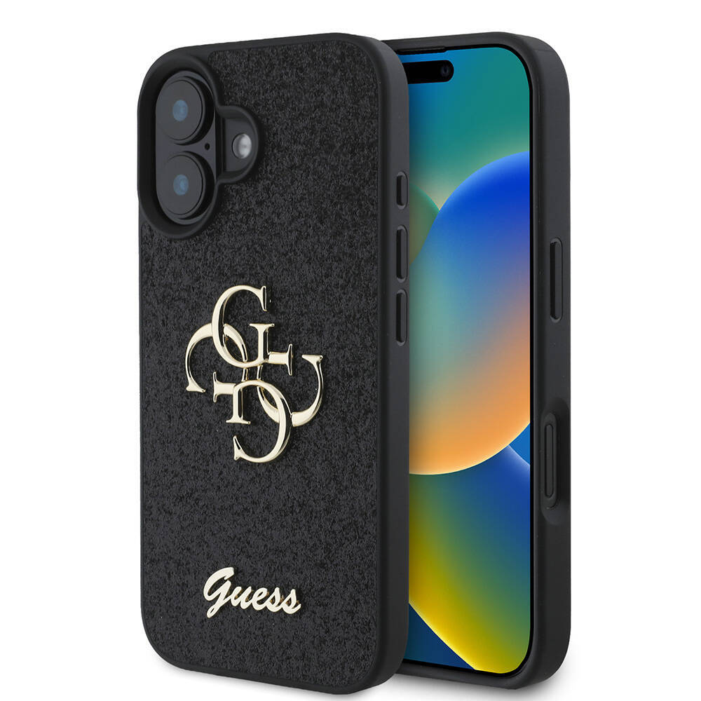 Apple iPhone 16 Kılıf Guess Orjinal Lisanslı 4G Büyük Metal Logolu Glitter Kapak - 3