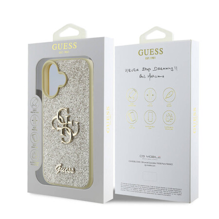 Apple iPhone 16 Kılıf Guess Orjinal Lisanslı 4G Büyük Metal Logolu Glitter Kapak - 16