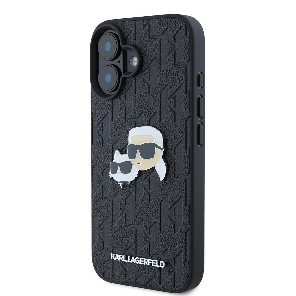 Apple iPhone 16 Kılıf Karl Lagerfeld Orjinal Lisanslı K&C Heads Monogram Pin Kapak - 2