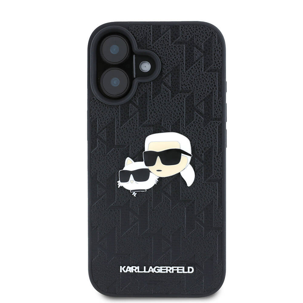 Apple iPhone 16 Kılıf Karl Lagerfeld Orjinal Lisanslı K&C Heads Monogram Pin Kapak - 3