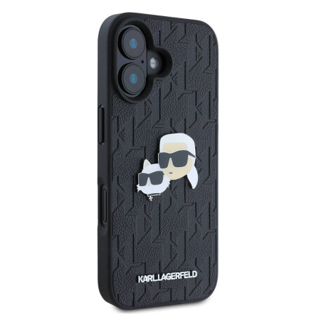 Apple iPhone 16 Kılıf Karl Lagerfeld Orjinal Lisanslı K&C Heads Monogram Pin Kapak - 4