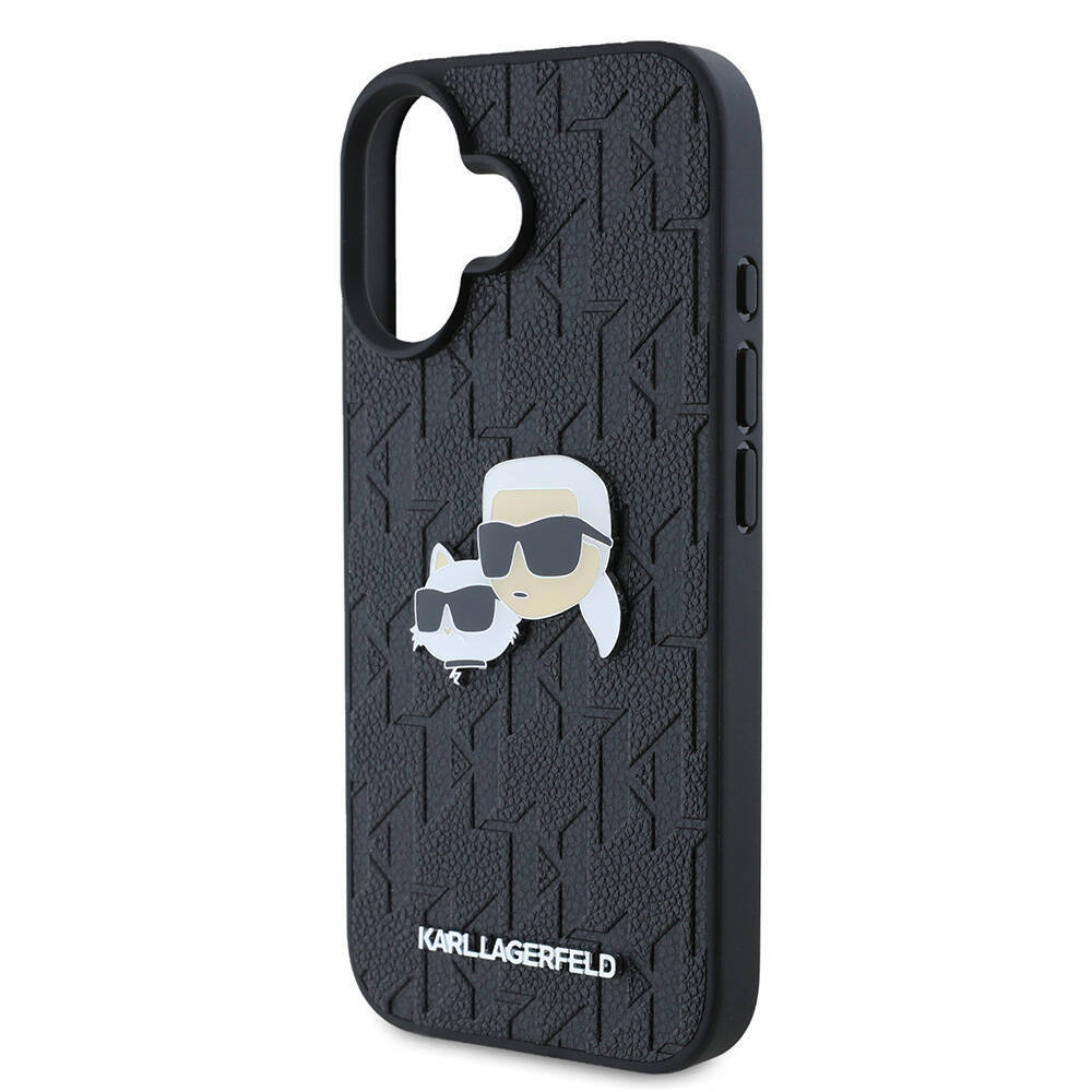 Apple iPhone 16 Kılıf Karl Lagerfeld Orjinal Lisanslı K&C Heads Monogram Pin Kapak - 6