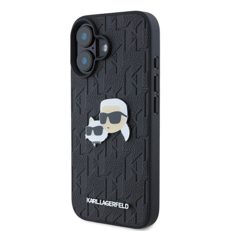 Apple iPhone 16 Plus Kılıf Karl Lagerfeld Orjinal Lisanslı K&C Heads Monogram Pin Kapak - 2