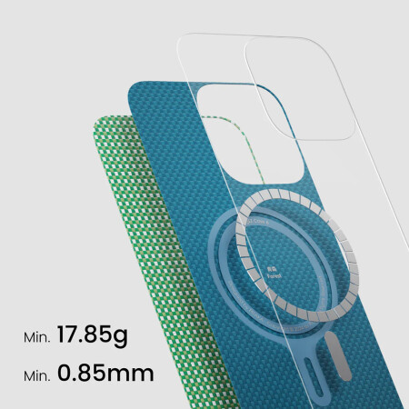 Apple iPhone 16 Plus Kılıf Magsafe Şarj Özellikli Aramid Fiber Pitaka Ultra-Slim Classic Serisi Forest Green Kapak - 6