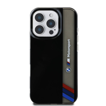 Apple iPhone 16 Pro Kılıf BMW Orjinal Lisanslı M Logolu Üç Renk Çizgili Motorsport Vertical Stripe Kapak - 3