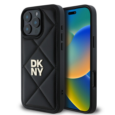 Apple iPhone 16 Pro Kılıf DKNY Orjinal Lisanslı Kapitone Tasarımlı Metal Logolu Deri Kapak - 1