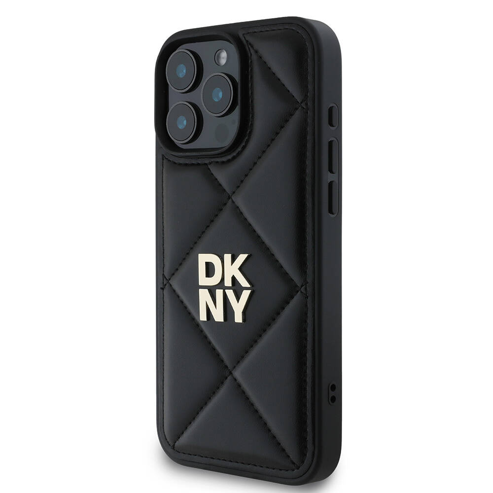 Apple iPhone 16 Pro Kılıf DKNY Orjinal Lisanslı Kapitone Tasarımlı Metal Logolu Deri Kapak - 4