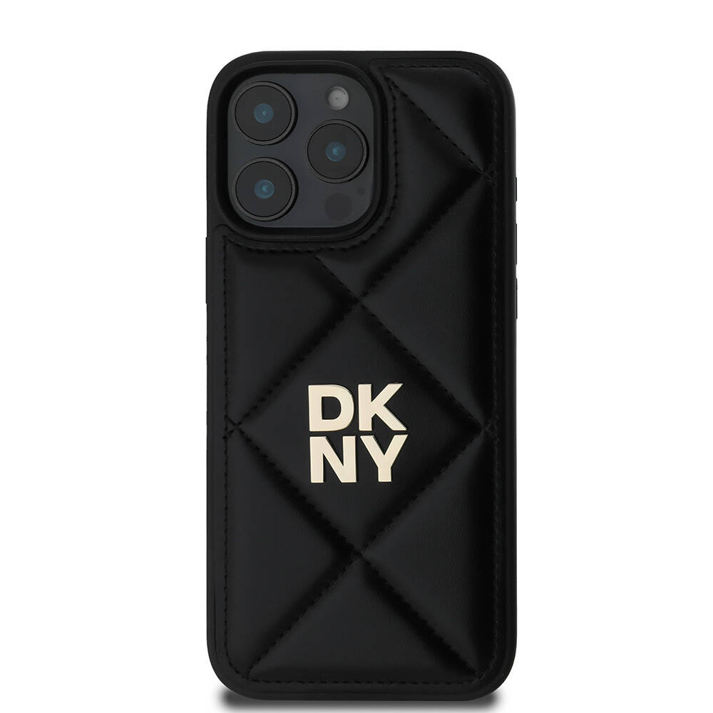 Apple iPhone 16 Pro Kılıf DKNY Orjinal Lisanslı Kapitone Tasarımlı Metal Logolu Deri Kapak - 5