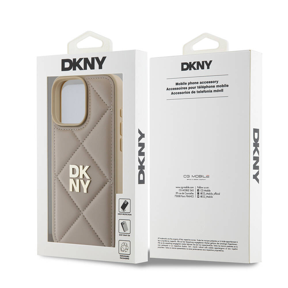 Apple iPhone 16 Pro Kılıf DKNY Orjinal Lisanslı Kapitone Tasarımlı Metal Logolu Deri Kapak - 14