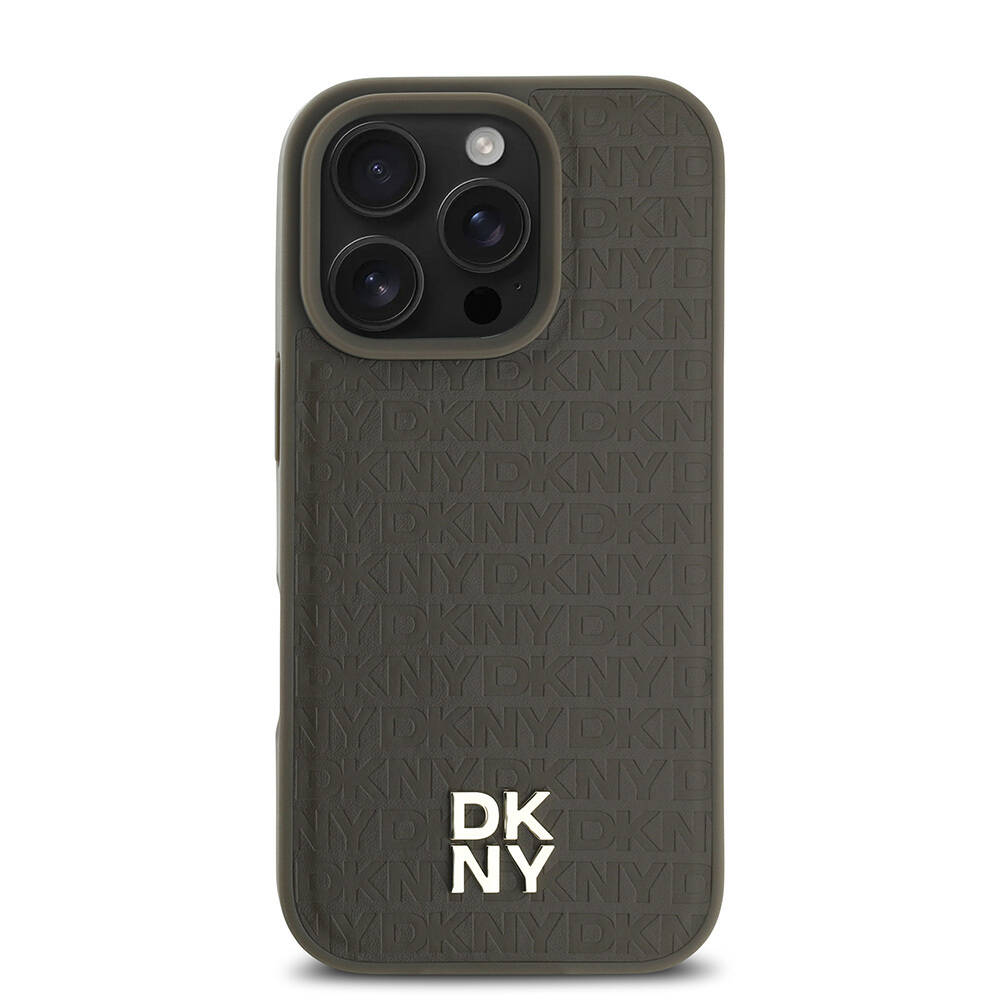 Apple iPhone 16 Pro Kılıf DKNY Orjinal Lisanslı Magsafe Şarj Özellikli 3D Yazılı Repeat Pattern Kapak - 3