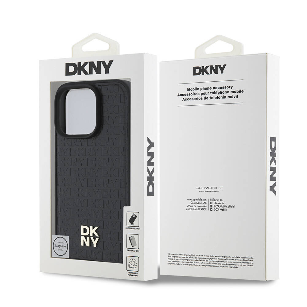 Apple iPhone 16 Pro Kılıf DKNY Orjinal Lisanslı Magsafe Şarj Özellikli 3D Yazılı Repeat Pattern Kapak - 15