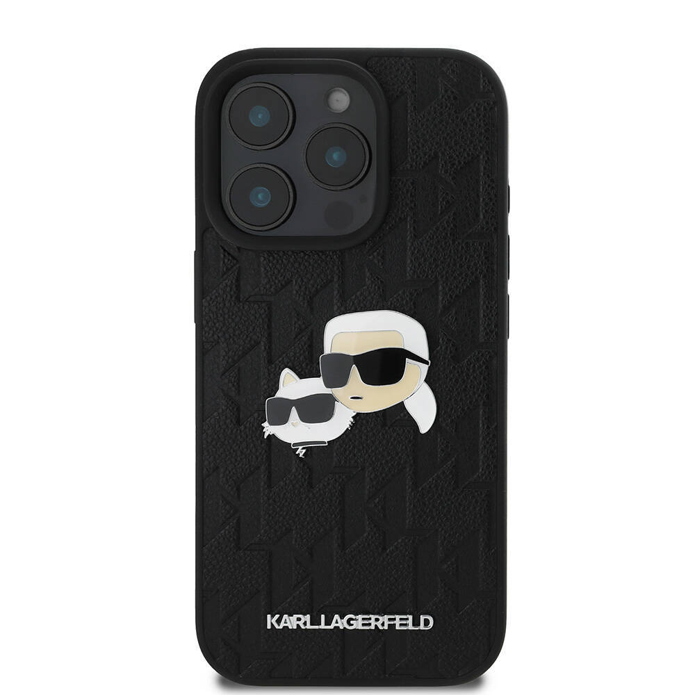 Apple iPhone 16 Pro Kılıf Karl Lagerfeld Orjinal Lisanslı K&C Heads Monogram Pin Kapak - 3