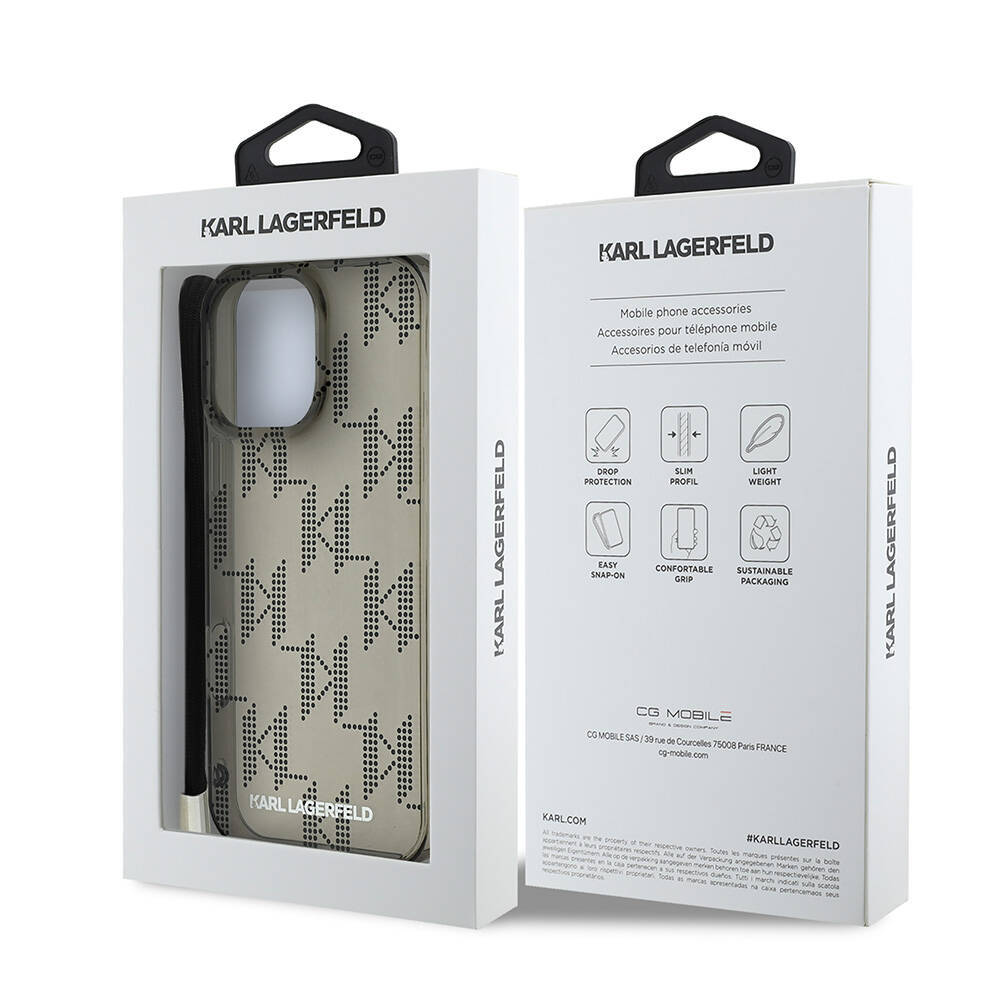 Apple iPhone 16 Pro Kılıf Karl Lagerfeld Orjinal Lisanslı Pattern Cord Kapak - 7