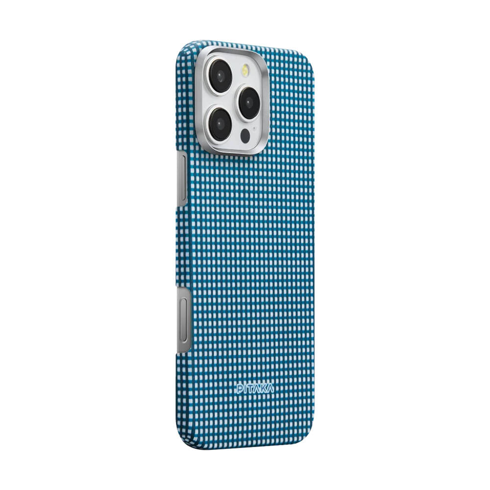 Apple iPhone 16 Pro Kılıf Magsafe Şarj Özellikli Aramid Fiber Pitaka Ultra-Slim Classic Serisi Ocean Blue Kapak - 2