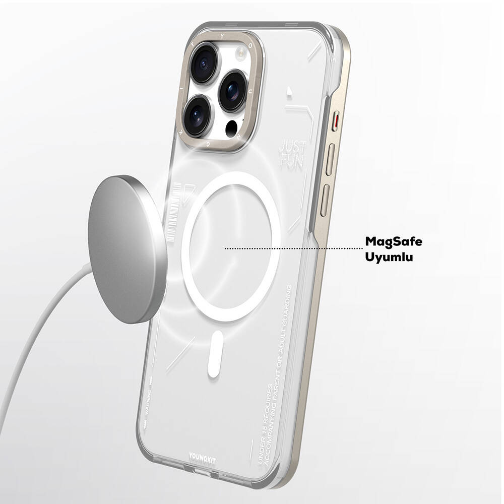 Apple iPhone 16 Pro Kılıf Magsafe Şarj Özellikli Çıkarılabilir Arka Yüzeyli Youngkit Mecha Kapak - 9