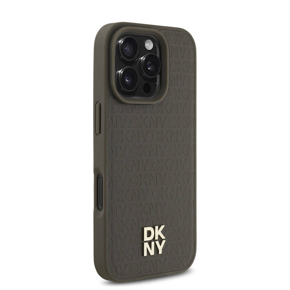 Apple iPhone 16 Pro Max Kılıf DKNY Orjinal Lisanslı Magsafe Şarj Özellikli 3D Yazılı Repeat Pattern Kapak - 7