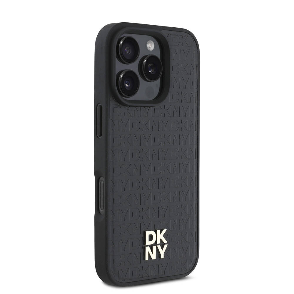 Apple iPhone 16 Pro Max Kılıf DKNY Orjinal Lisanslı Magsafe Şarj Özellikli 3D Yazılı Repeat Pattern Kapak - 11