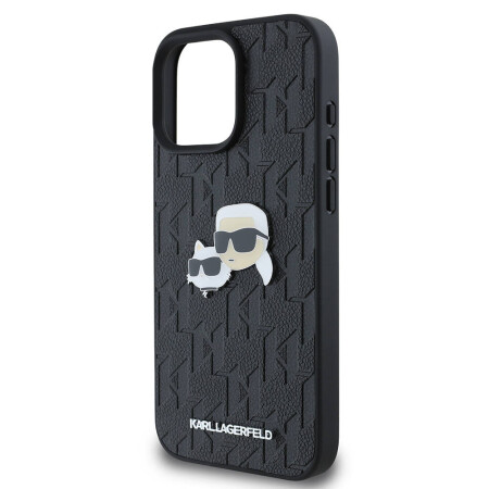 Apple iPhone 16 Pro Max Kılıf Karl Lagerfeld Orjinal Lisanslı K&C Heads Monogram Pin Kapak - 6