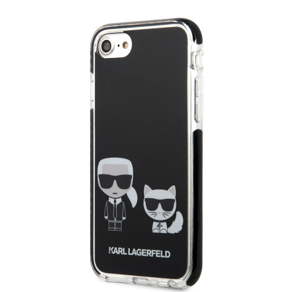 Apple iPhone SE 2022 Kılıf Karl Lagerfeld Kenarları Siyah Silikon K&C Dizayn Kapak - 6