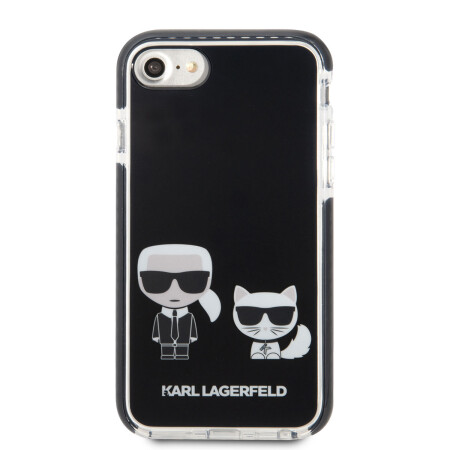 Apple iPhone SE 2022 Kılıf Karl Lagerfeld Kenarları Siyah Silikon K&C Dizayn Kapak - 7