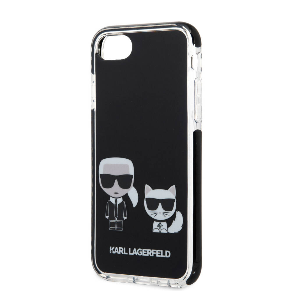 Apple iPhone SE 2022 Kılıf Karl Lagerfeld Kenarları Siyah Silikon K&C Dizayn Kapak - 9