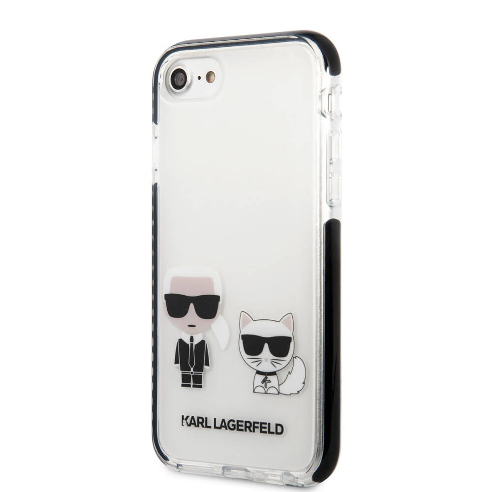 Apple iPhone SE 2022 Kılıf Karl Lagerfeld Kenarları Siyah Silikon K&C Dizayn Kapak - 11