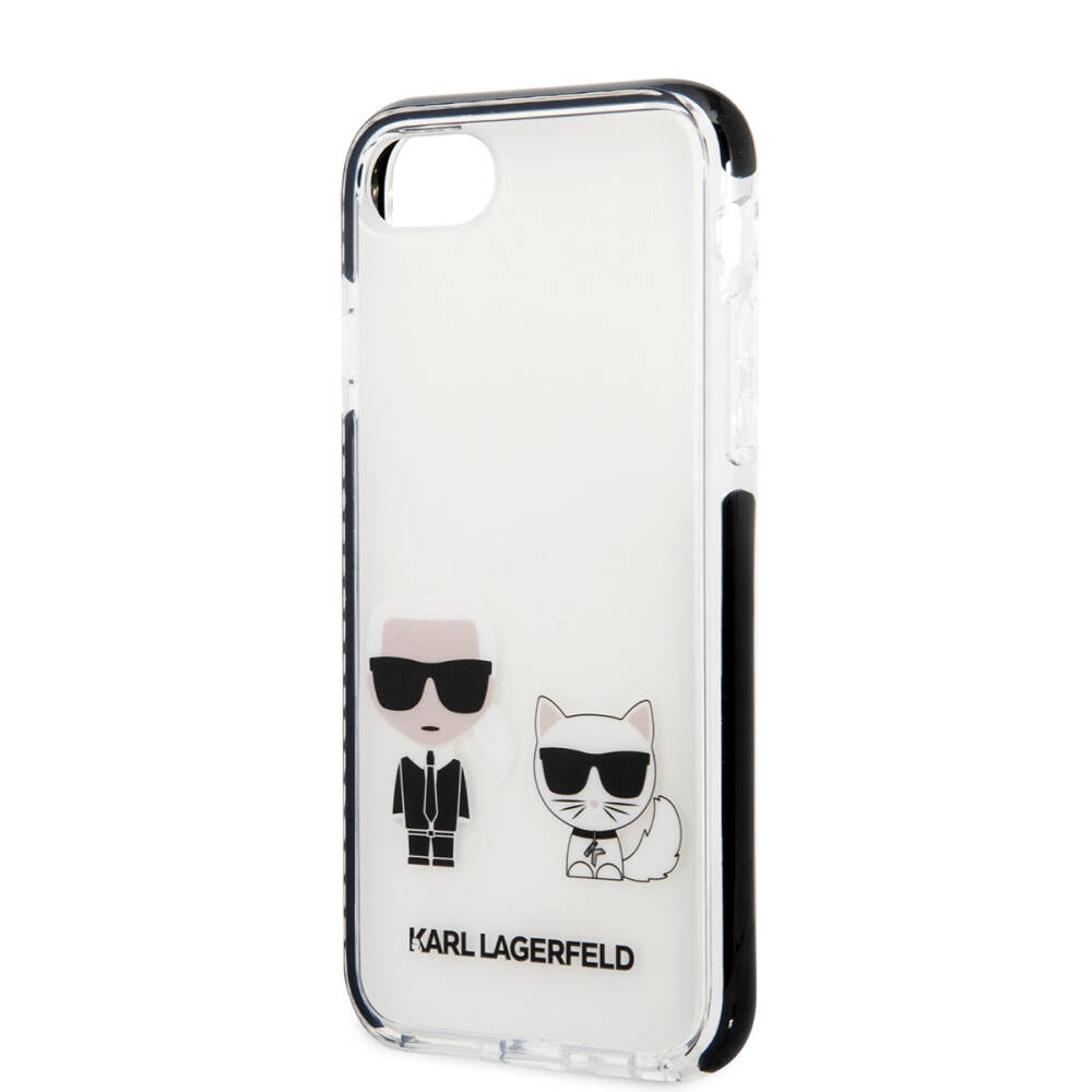 Apple iPhone SE 2022 Kılıf Karl Lagerfeld Kenarları Siyah Silikon K&C Dizayn Kapak - 14