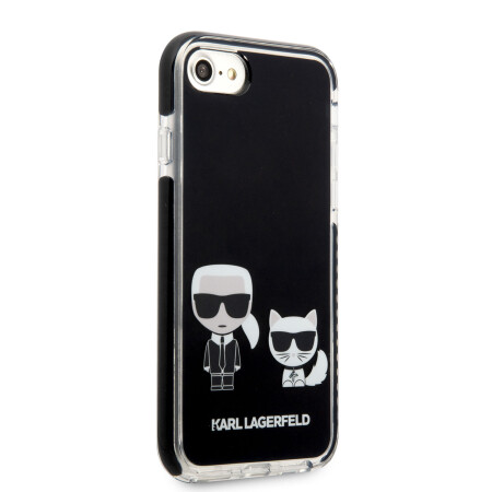 Apple iPhone SE 2022 Kılıf Karl Lagerfeld Kenarları Siyah Silikon K&C Dizayn Kapak - 2
