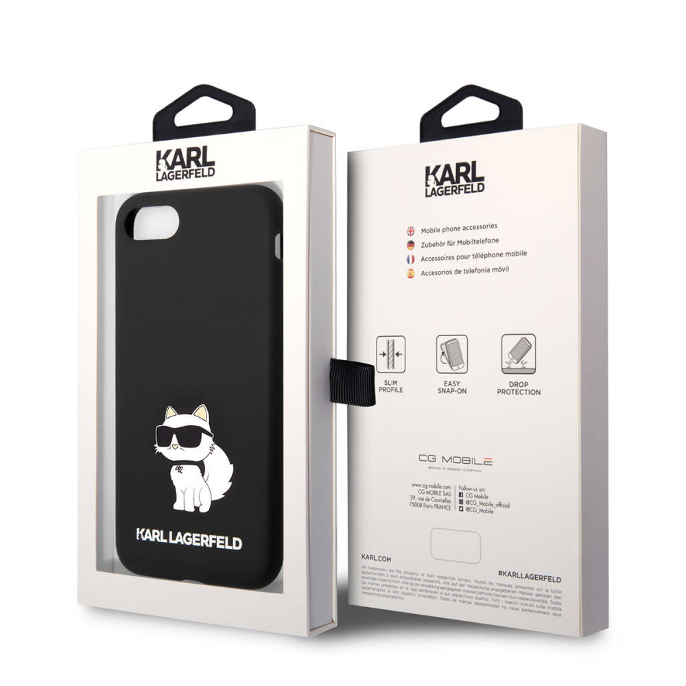 Apple iPhone SE 2022 Kılıf Karl Lagerfeld Silikon Choupette Dizayn Kapak - 6
