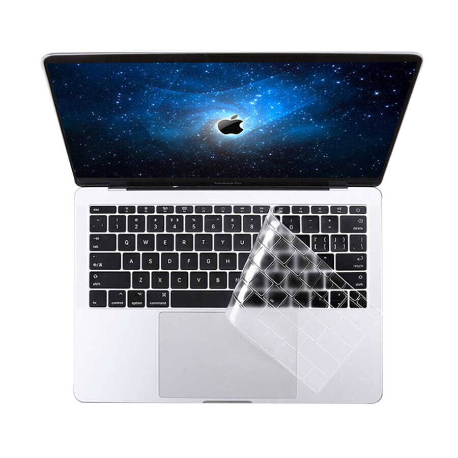 Apple Macbook 13 Pro Touch Bar A1706 Zore Klavye Koruyucu Şeffaf Silikon Ped - 2