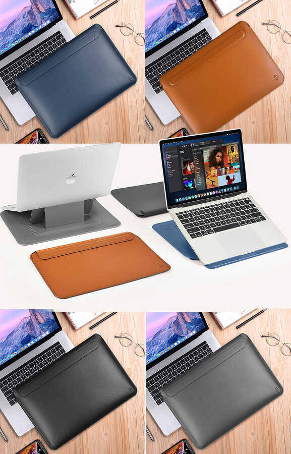 Apple Macbook 13.3 Air 2020 A2337 Wiwu Macbook Skin Pro Portable Stand Kılıf - 13