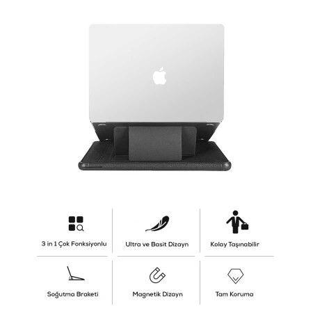 Apple Macbook 14.2 2021 Wiwu Defender Stand Case Taşınabilir Standlı Magnetik PU Laptop Çantası - 10