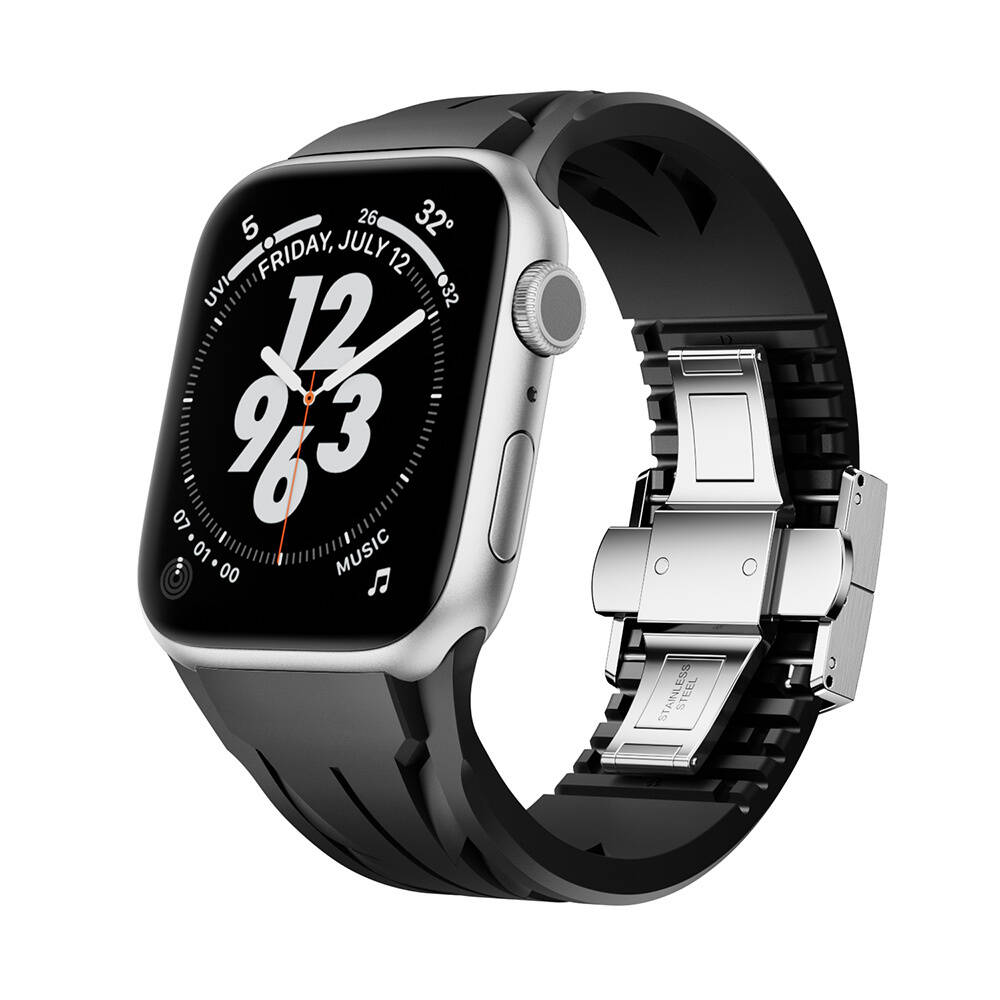 Apple Watch 10 46mm KRD-127 Metal Tokalı Silikon Kordon - 5