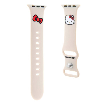 Apple Watch 38mm Hello Kitty Orjinal Lisanslı Yazı Logolu Fiyonk & Kitty Head Silikon Kordon - 15