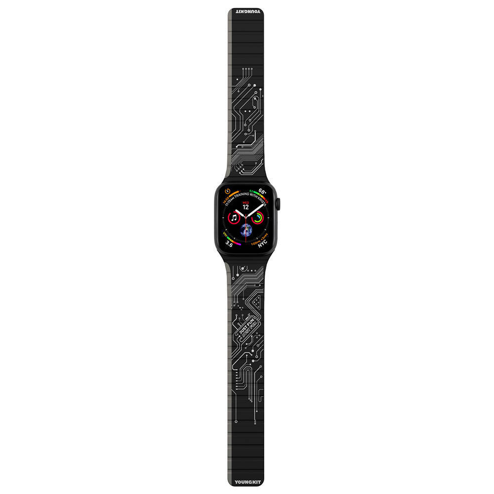 Apple Watch 38mm Kordon Youngkit Technology Magnetik Tak Çıkar Silikon Strap Kayış - 1