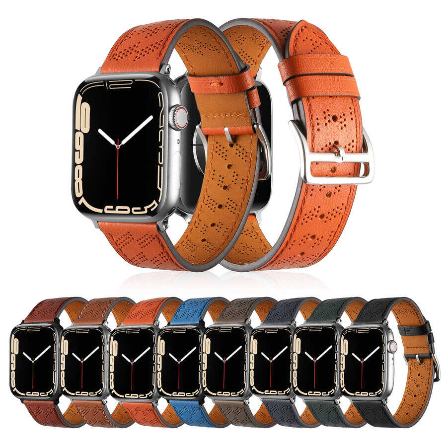 ​​​Apple Watch 38mm KRD-76 PU Deri Kordon Strap Kayış - 19