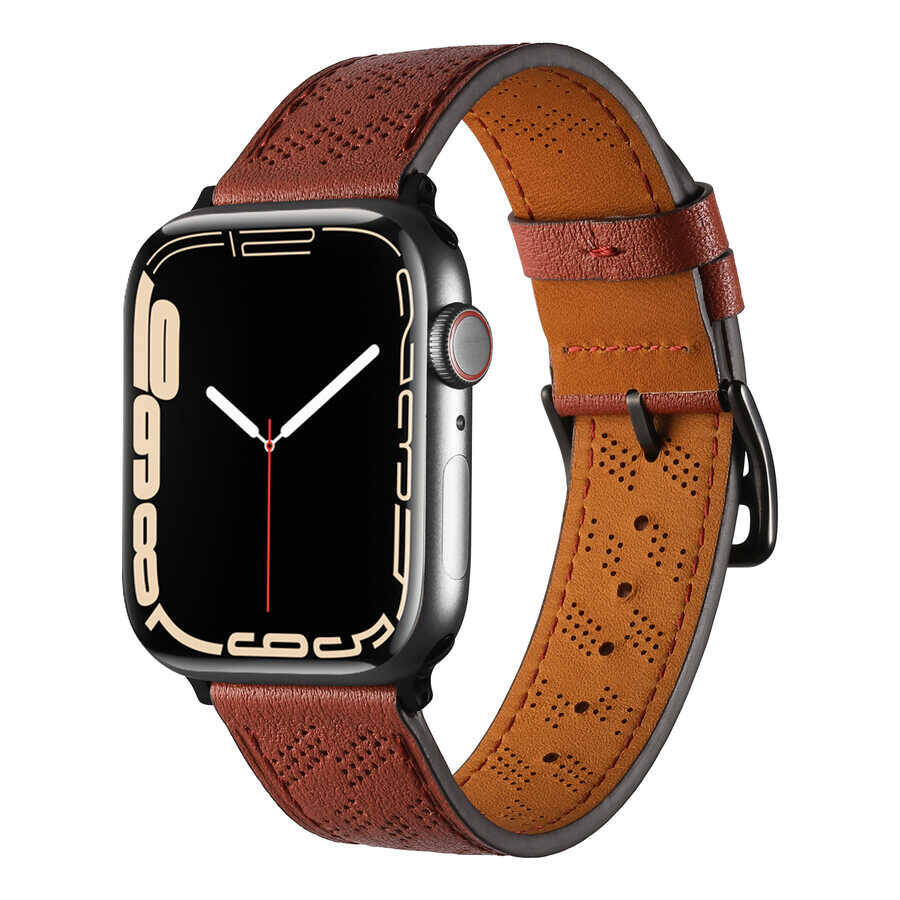 ​​​Apple Watch 38mm KRD-76 PU Deri Kordon Strap Kayış - 15