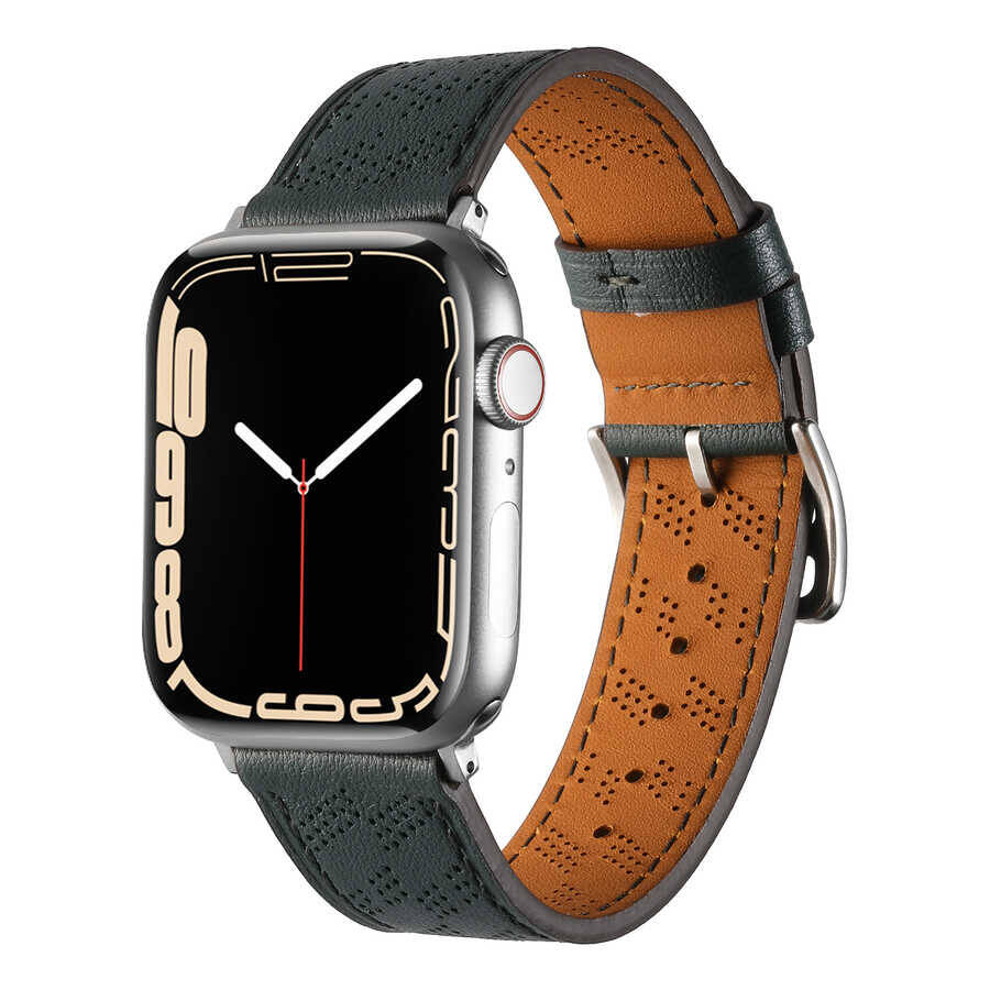 ​​​Apple Watch 38mm KRD-76 PU Deri Kordon Strap Kayış - 9