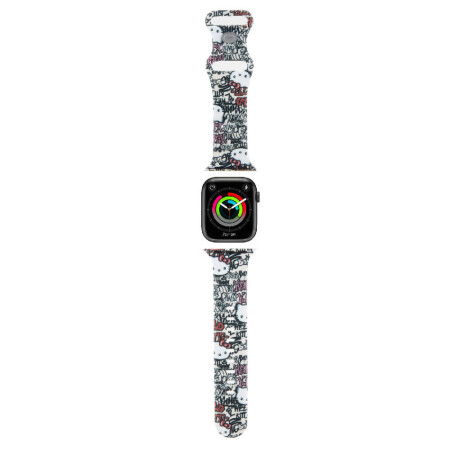 Apple Watch 40mm Hello Kitty Orjinal Lisanslı Etiket Graffiti Silikon Kordon - 2