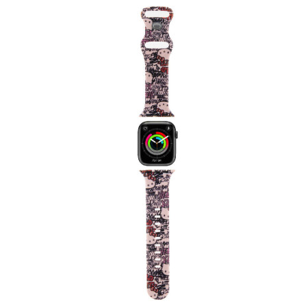 Apple Watch 40mm Hello Kitty Orjinal Lisanslı Etiket Graffiti Silikon Kordon - 1