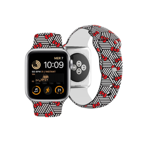 Apple Watch 40mm Hello Kitty Orjinal Lisanslı Fiyonklar & Çizgiler Silikon Kordon - 2