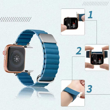 ​​​Apple Watch 40mm KRD-78 PU Deri Kordon Strap Kayış - 36