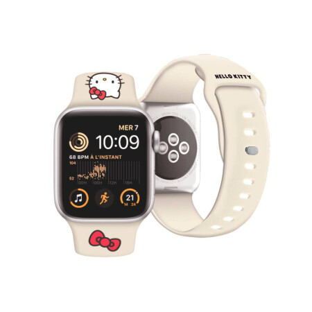 Apple Watch 41mm Hello Kitty Orjinal Lisanslı Yazı Logolu Fiyonk & Kitty Head Silikon Kordon - 17