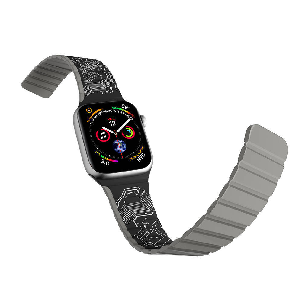 Apple Watch 42mm Kordon Youngkit Technology Magnetik Tak Çıkar Silikon Strap Kayış - 11