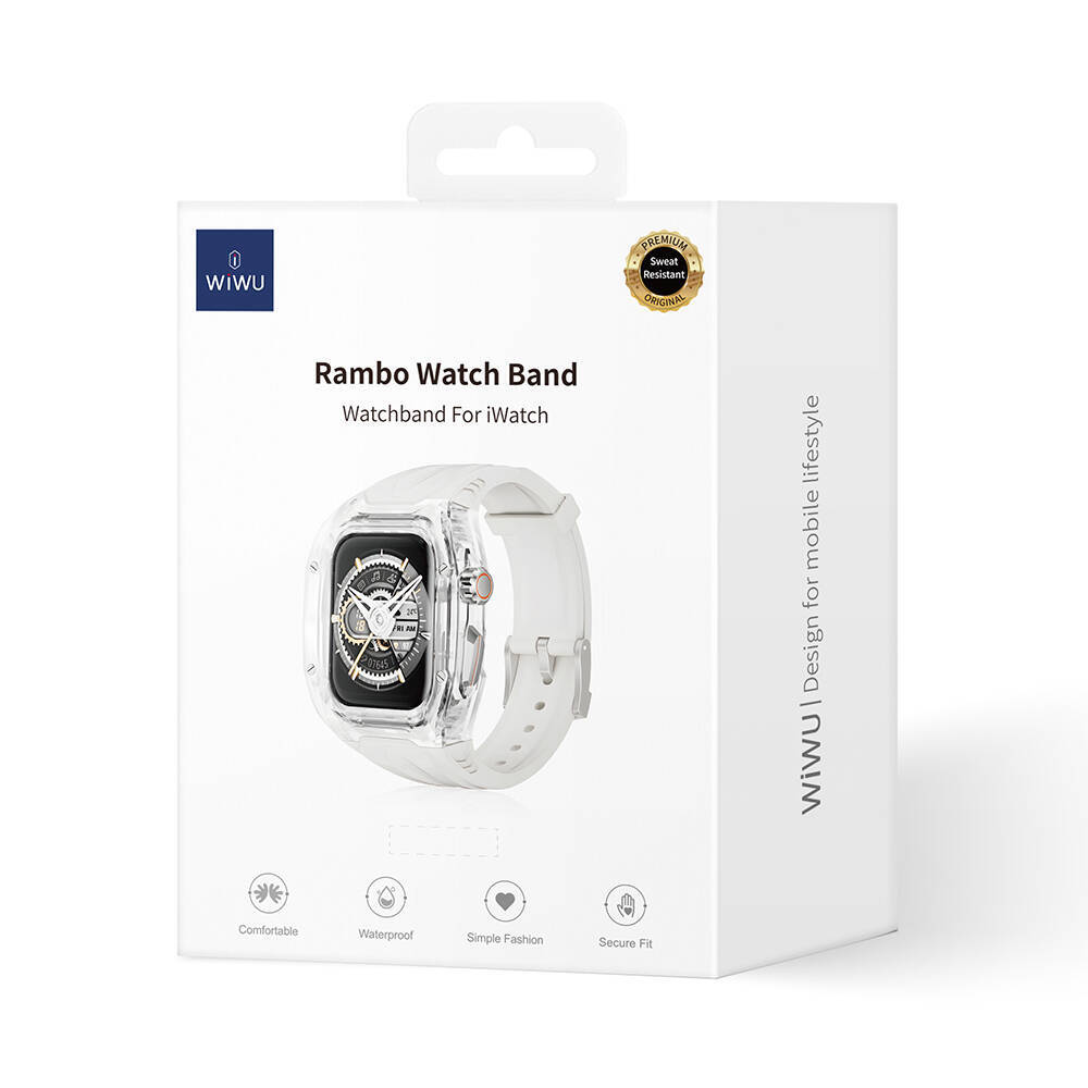 Apple Watch 42mm Wiwu Wi-WB013 Rambo Serisi 2in1 Şeffaf PC Kasa Koruyuculu Kauçuk Kordon - 17