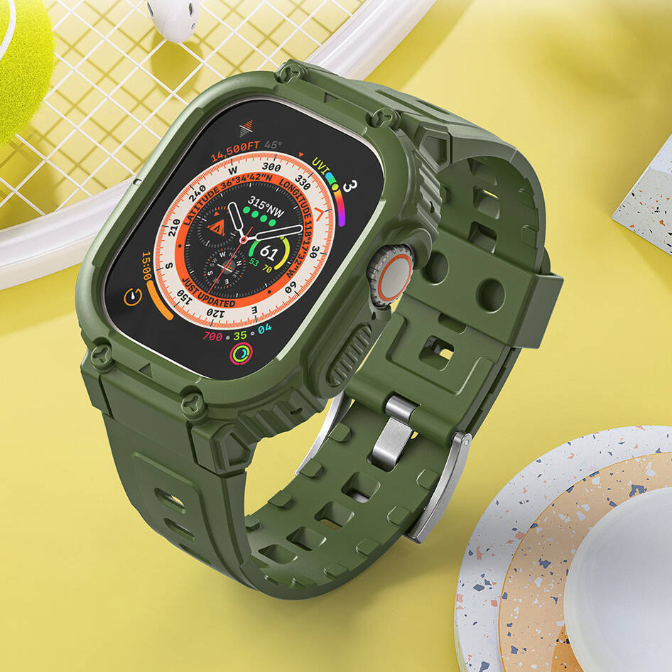 Apple Watch 42mm Wiwu Wi-WB014 Armor Serisi 2in1 Sert PC Kasa Koruyuculu Silikon Kordon - 10