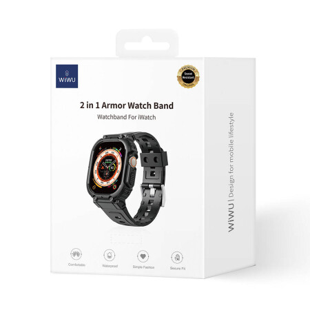 Apple Watch 42mm Wiwu Wi-WB014 Armor Serisi 2in1 Sert PC Kasa Koruyuculu Silikon Kordon - 12